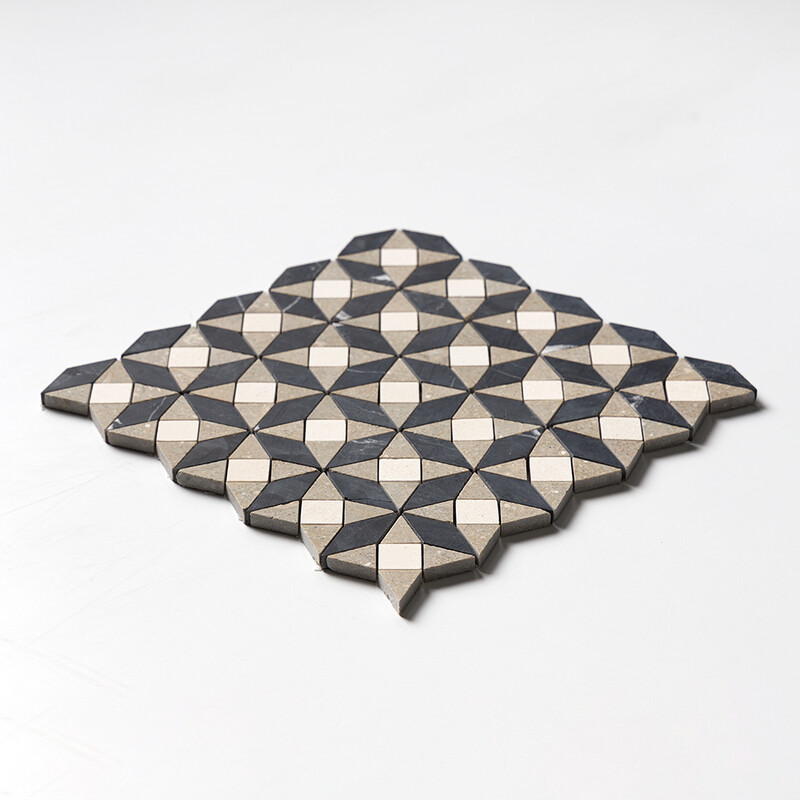 Black, Champagne, Olive Green Honed Ghaya Marble Mosaics 12×12 (MS02085)