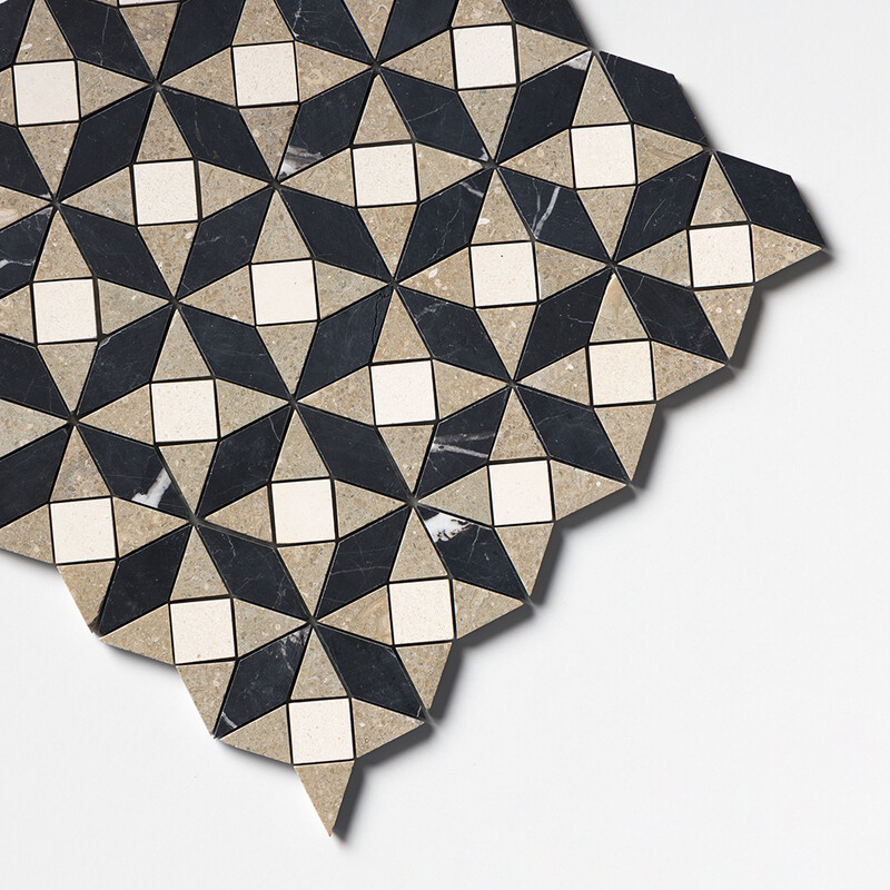 Black, Champagne, Olive Green Honed Ghaya Marble Mosaics 12×12 (MS02085)