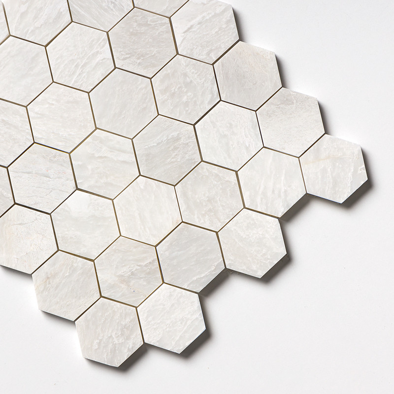 Iceberg Honed Hexagon 2 Marble Mosaic 10 3/8×12 (MS02119)