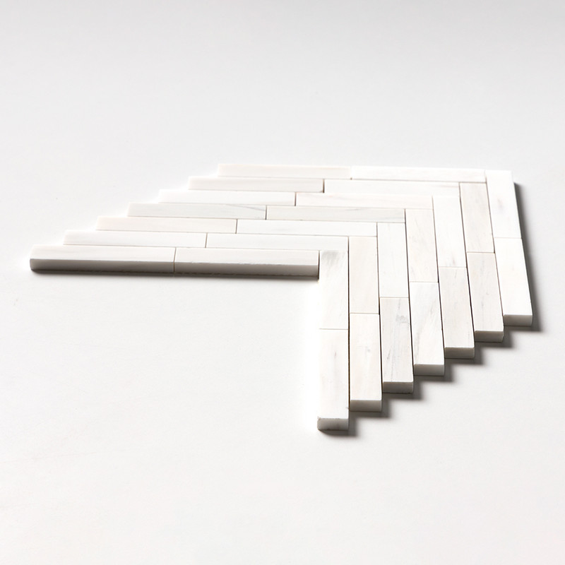 Bianco Dolomiti Classic Honed Large Herringbone Marble Mosaics 12 7/8×9 11/32 (MS02137)