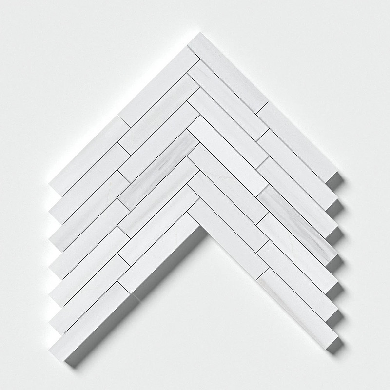 Bianco Dolomiti Classic Honed Large Herringbone Marble Mosaics 12 7/8×9 11/32 (MS02137)