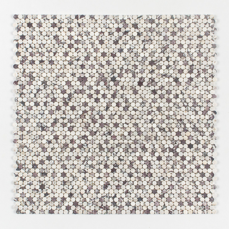 Calacatta Viola Honed Penny Round Marble Mosaics 11 1/4×11 3/4 (MS02169)