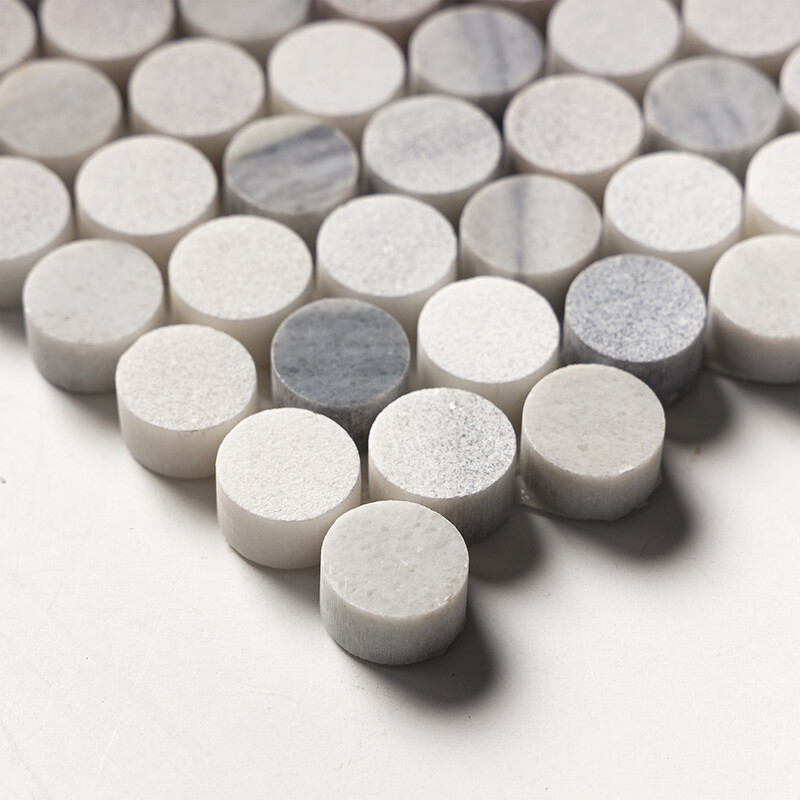Skyline Multi Finish Penny Round Marble Mosaics 11 1/4×11 3/4 (MS02172)