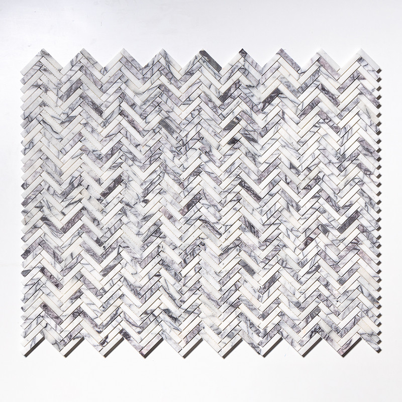 Lilac Honed Herringbone 5/8×3 Marble Mosaics 10 7/16×12 13/16 (MS02205)