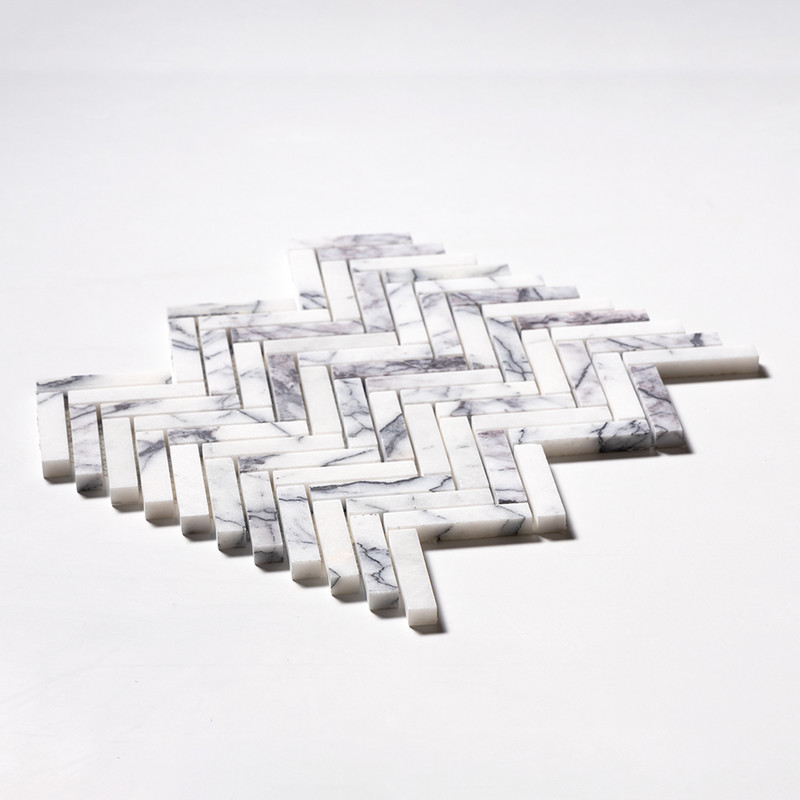 Lilac Honed Herringbone 5/8×3 Marble Mosaics 10 7/16×12 13/16 (MS02205)