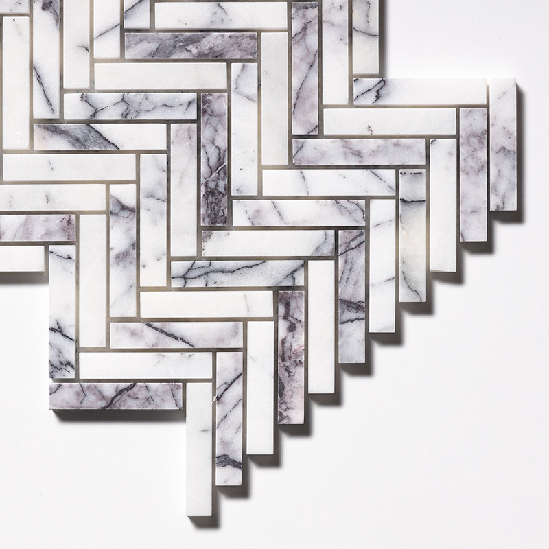 Lilac Honed Herringbone 5/8×3 Marble Mosaics 10 7/16×12 13/16 (MS02205)