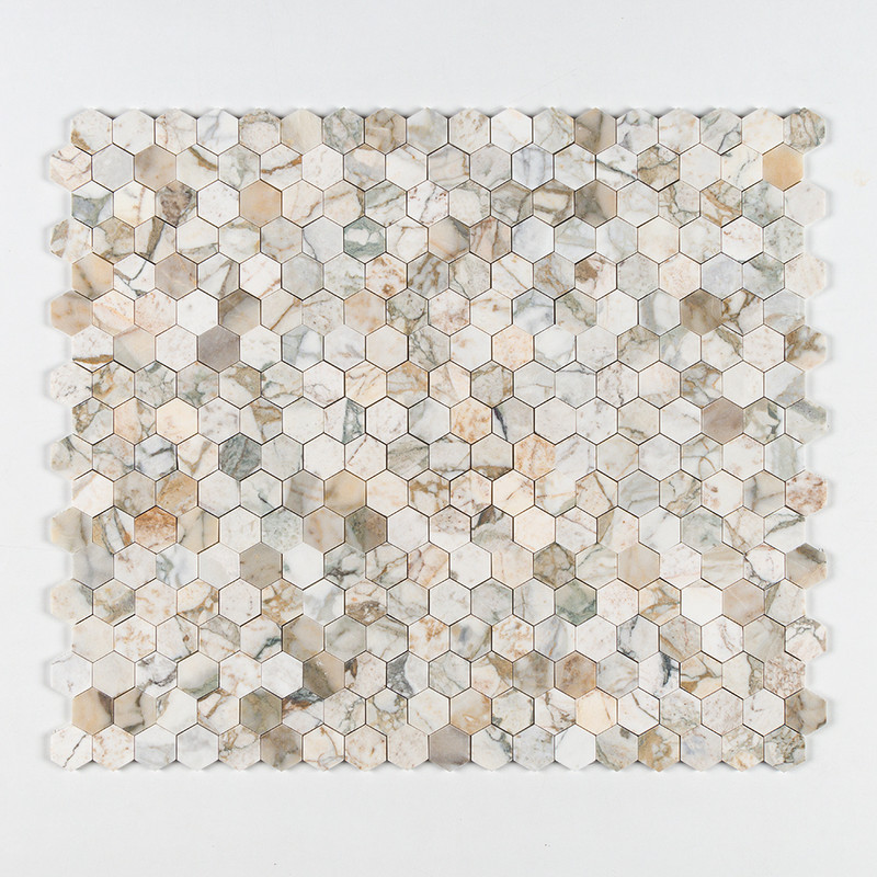 Calacatta Green Honed Hexagon 2 Marble Mosaics 10 3/8×12 (MS02230)
