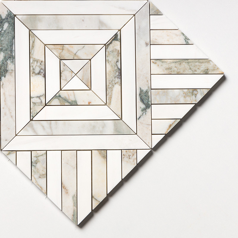 Calacatta Green Honed Ponte Marble Mosaics 14 5/16×14 5/16 (MS02232)