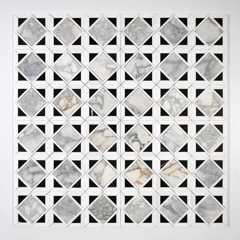 Calacatta Green Honed Kent Marble Mosaics 13 9/16×13 9/16 (MS02233)