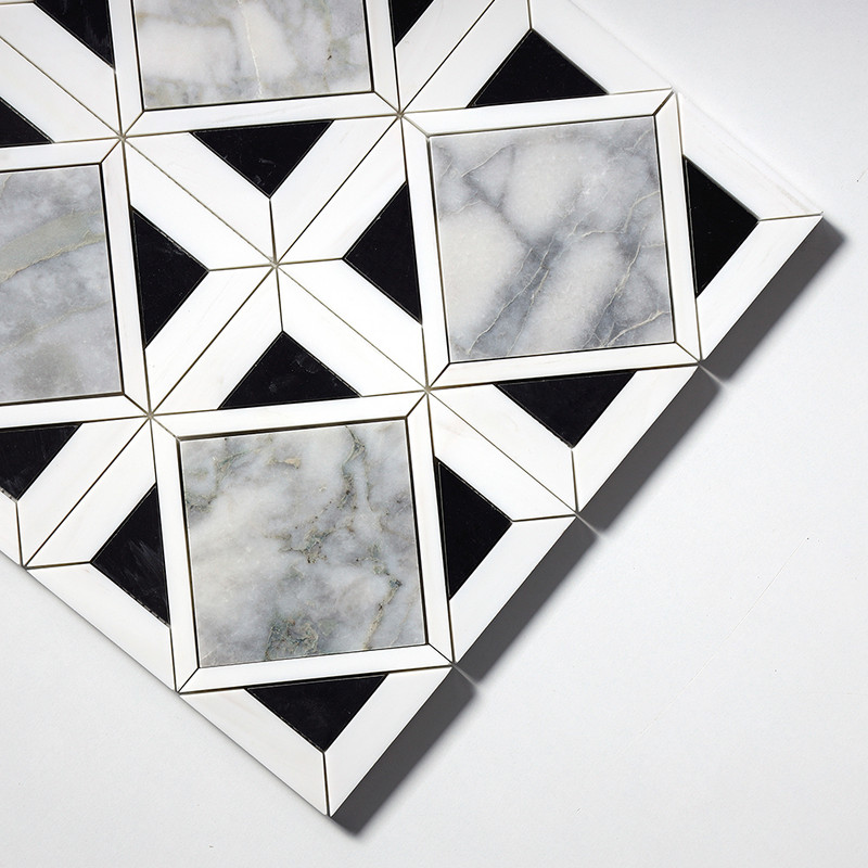 Calacatta Green Honed Kent Marble Mosaics 13 9/16×13 9/16 (MS02233)