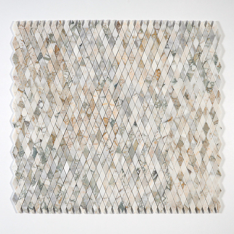 Calacatta Green Honed Rhomboid Marble Mosaics 8 3/4×10 9/16 (MS02234)