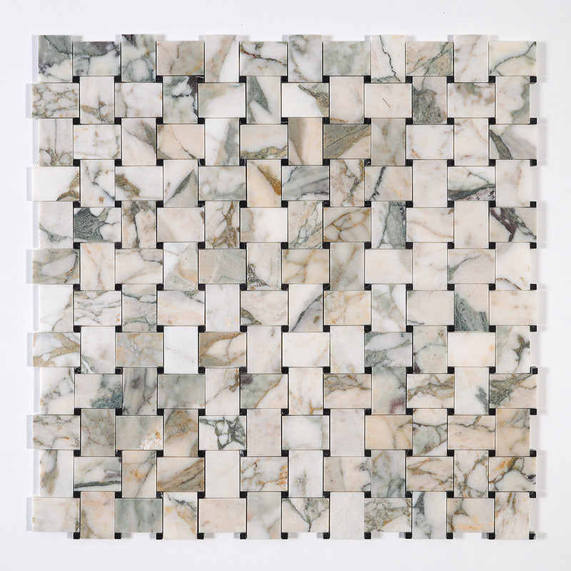 Calacatta Green Honed Pinwheel Marble Mosaics 10 5/8×10 5/8 (MS02235)
