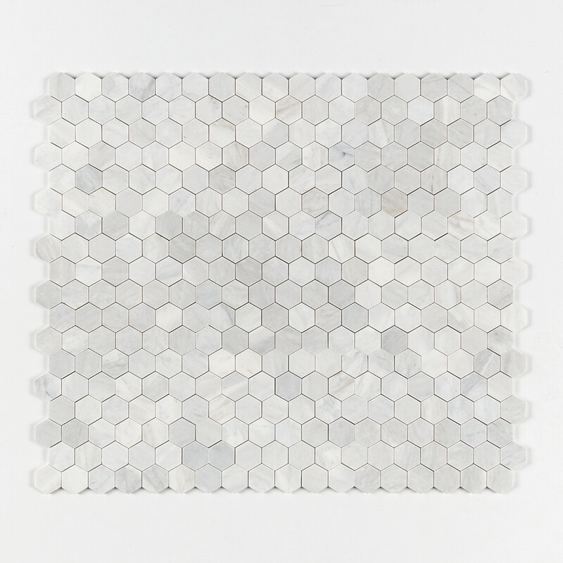 Carrara Blend Honed Hexagon 2 Marble Mosaics 10 3/8×12 (MS02246)