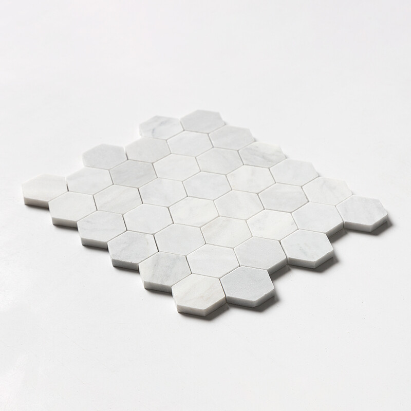 Carrara Blend Honed Hexagon 2 Marble Mosaics 10 3/8×12 (MS02246)