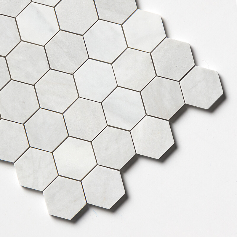 Carrara Blend Honed Hexagon 2 Marble Mosaics 10 3/8×12 (MS02246)