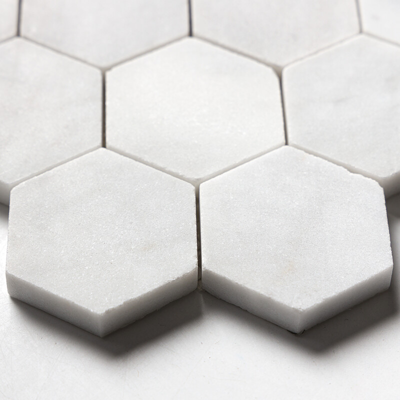 Carrara Blend Honed Hexagon 2 Marble Mosaics 10 3/8×12 (MS02246)