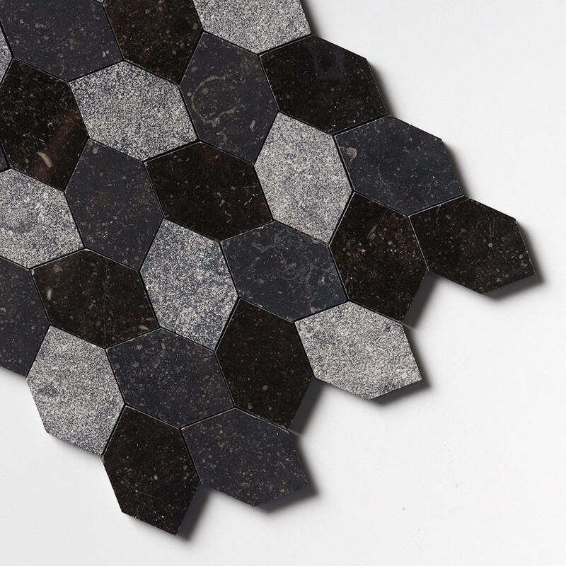 Belgium Blue Textura Autumn Leaf Limestone Mosaics 11 13/16×13 9/16 (MS02269)