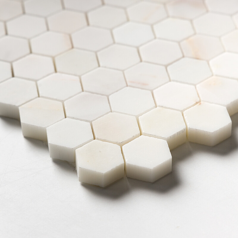 Calacatta Amber Honed Hexagon 1×1 Marble Mosaics 11 1/2×12 1/4 (MS02290)