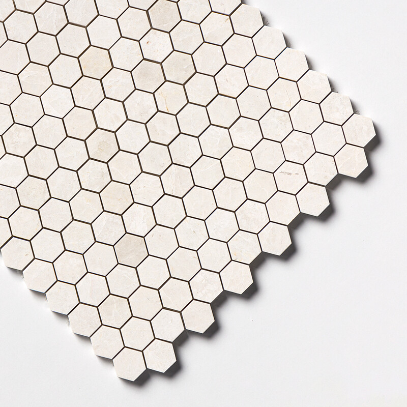 Vanilla Honed Hexagon 1×1 Marble Mosaics 11 1/2×12 1/4 (MS02291)
