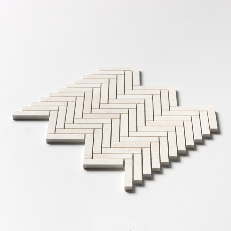 Vanilla Honed Herringbone 5/8×3 Marble Mosaics 10 7/16×12 13/16 (MS02306)
