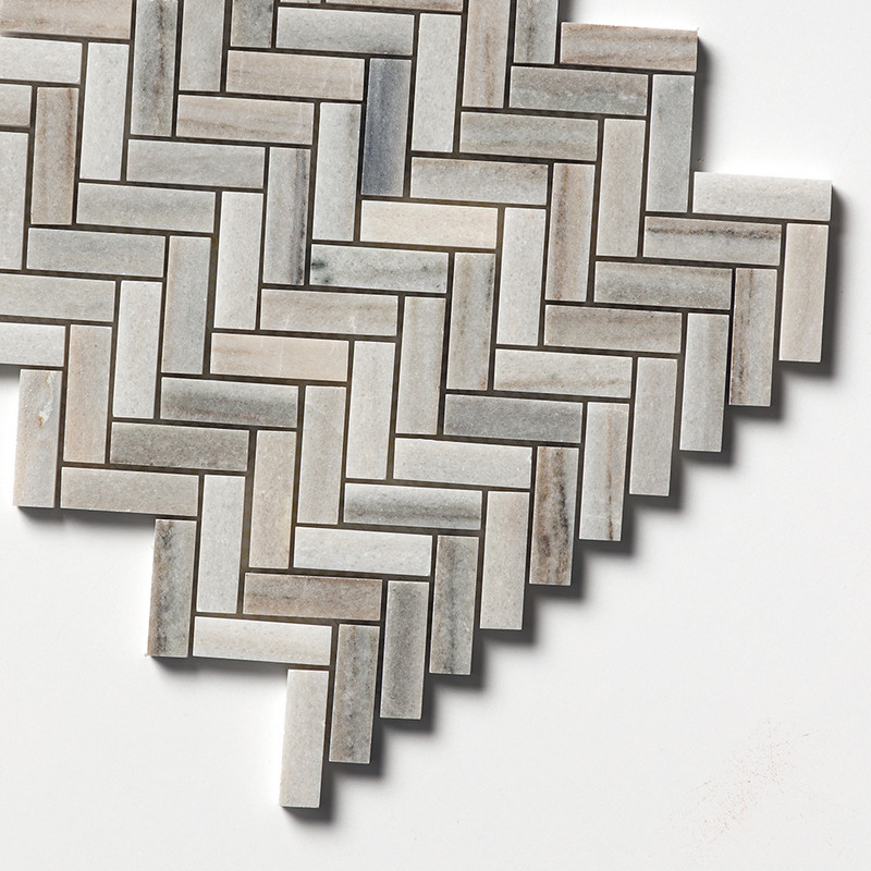 Skyline Honed Herringbone 5/8×3 Marble Mosaics 10 7/16×12 13/16 (MS02309)