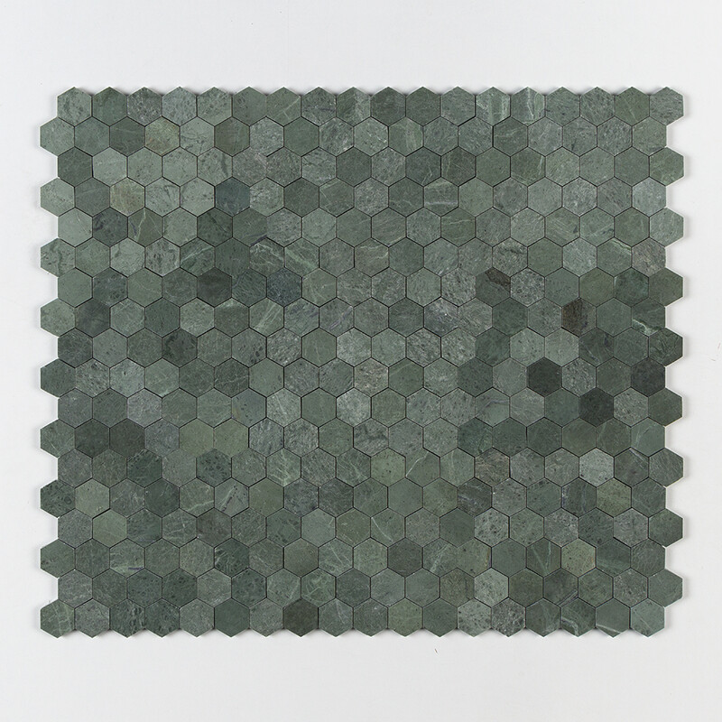 Verde Tia Honed Hexagon Marble Mosaics 10 3/8×12 (MS02377)