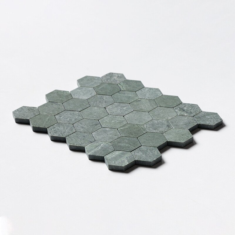 Verde Tia Honed Hexagon Marble Mosaics 10 3/8×12 (MS02377)