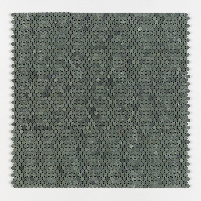 Verde Tia Honed Penny Round Marble Mosaics 11 1/4×11 3/4 (MS02379)