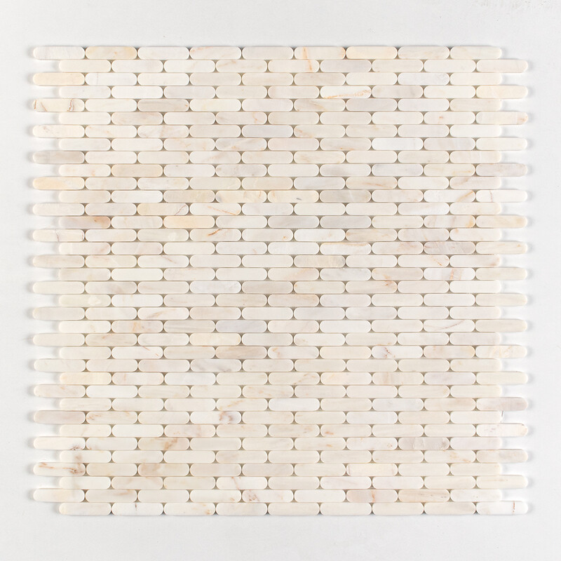 Calacatta Amber Honed Pill Marble Mosaics 12×12 (MS02557)