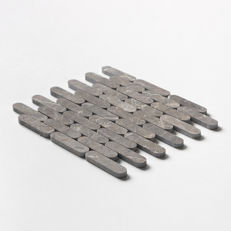 Silver Drop Honed Pill Marble Mosaics 12×12 (MS02560)