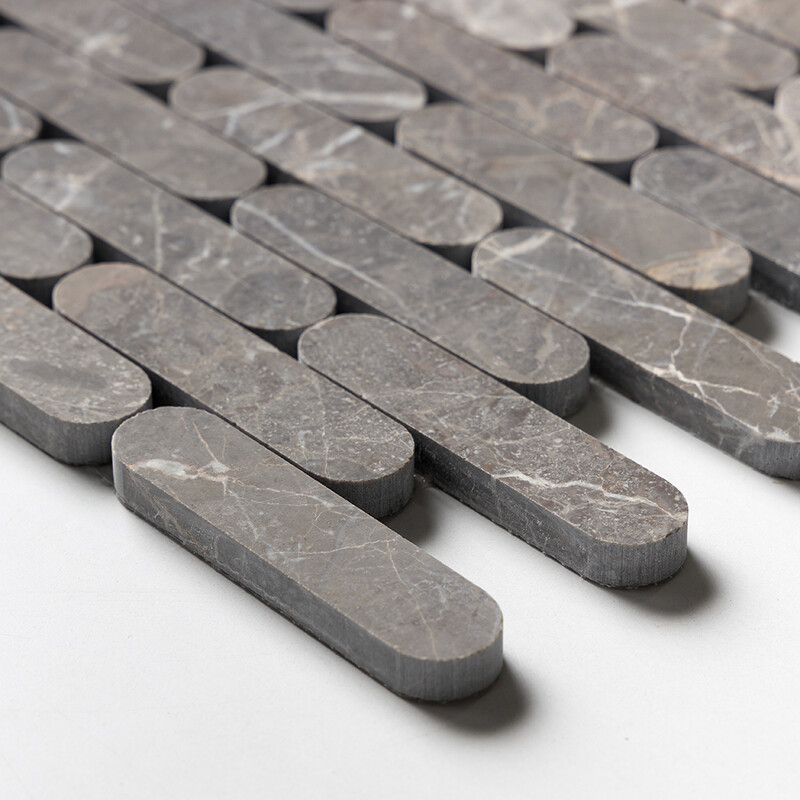 Silver Drop Honed Pill Marble Mosaics 12×12 (MS02560)