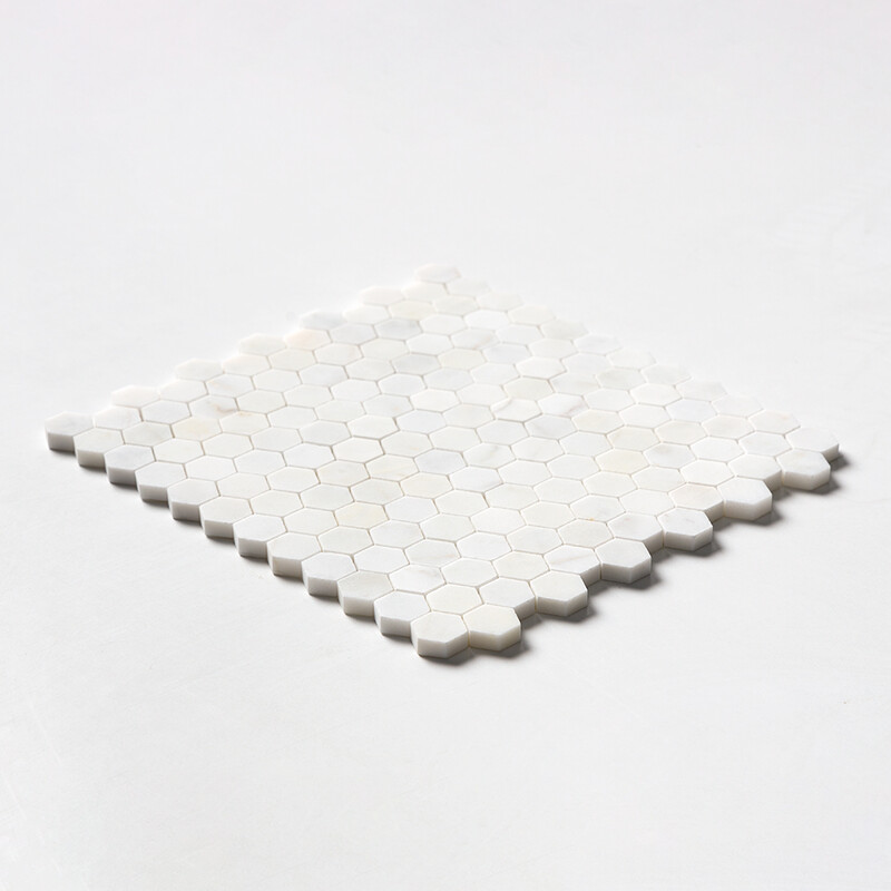 White Pearl Honed Hexagon 1×1 Marble Mosaics 11 1/2×12 1/4 (MS02580)