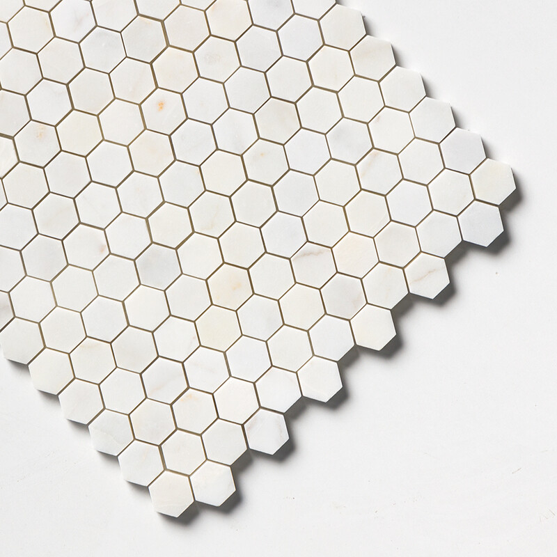 White Pearl Honed Hexagon 1×1 Marble Mosaics 11 1/2×12 1/4 (MS02580)