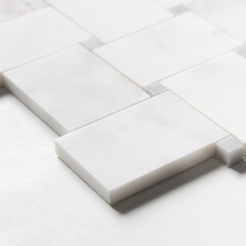 White Pearl, Blue Celeste Multi Finish Pinwheel Marble Mosaics 10 5/8×10 5/8 (MS02582)