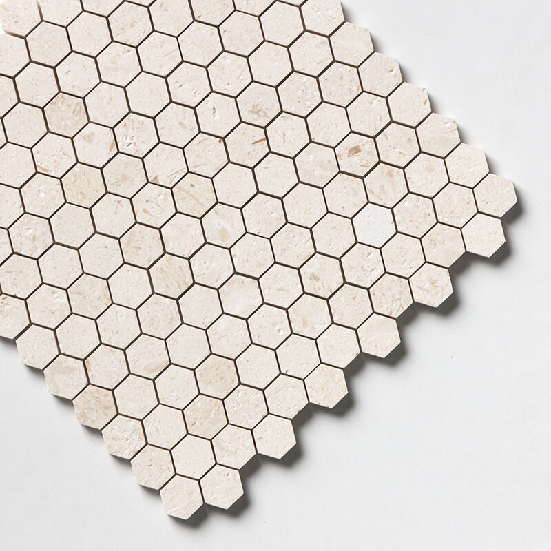 Desert Path Brushed Hexagon 1×1 Limestone Mosaics 11 1/2×12 1/4 (MS02593)