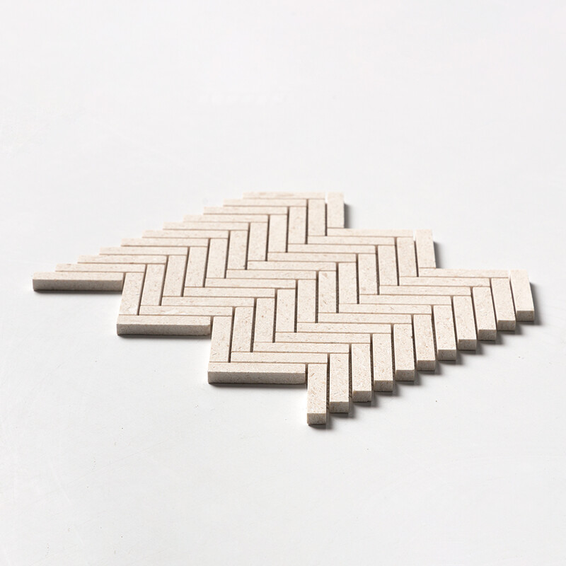 Desert Path Brushed Herringbone 5/8×3 Limestone Mosaics 10 7/16×12 13/16 (MS02595)