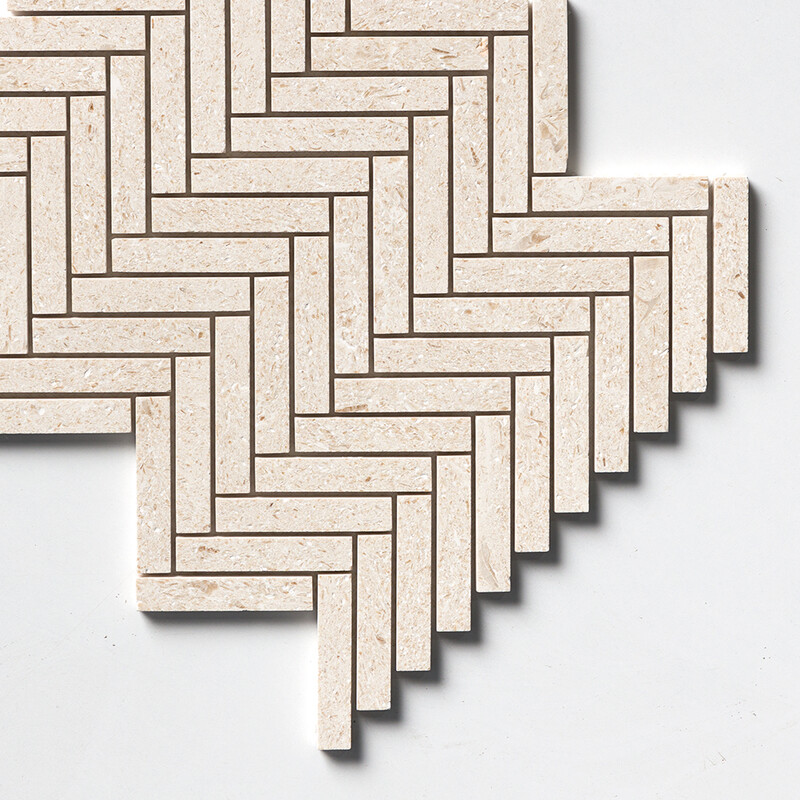 Desert Path Brushed Herringbone 5/8×3 Limestone Mosaics 10 7/16×12 13/16 (MS02595)