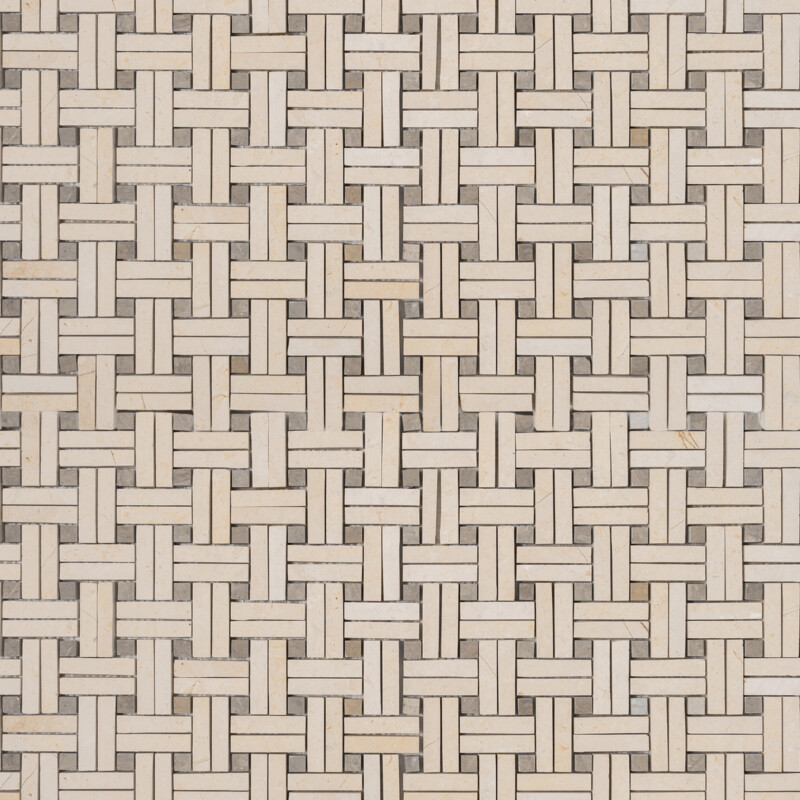 Papyrus Honed Diagonal Basket Weave Limestone Mosaics 13 3/16×13 3/16 (MS02611)