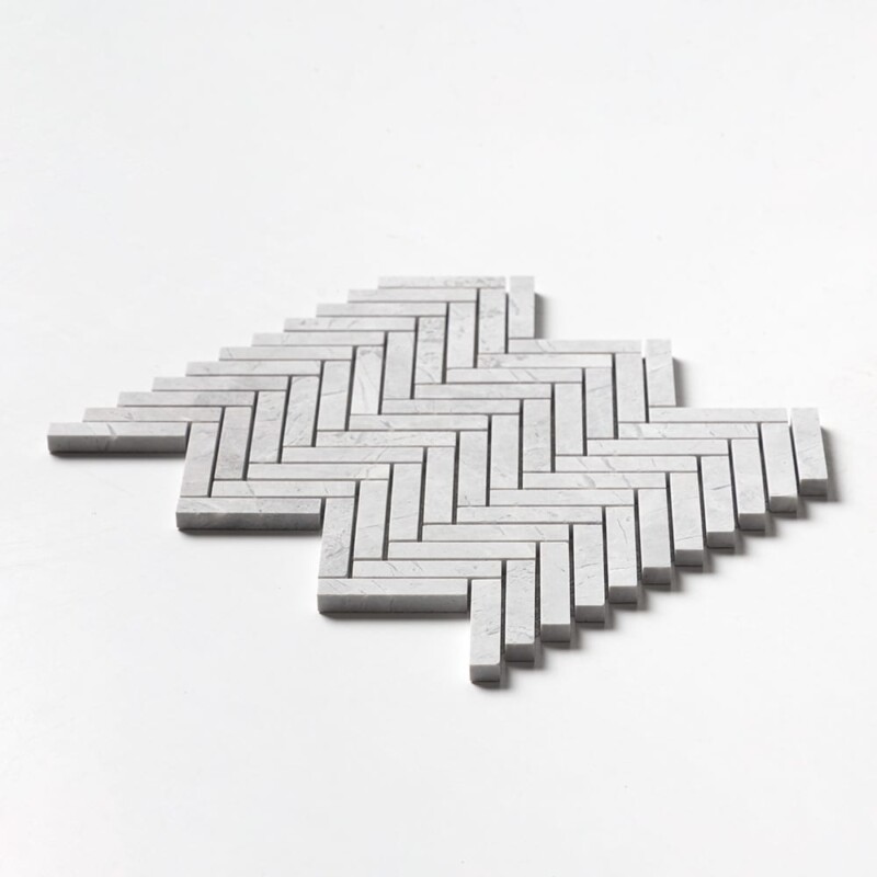 Avalanche Honed Herringbone 5/8×3 Marble Mosaics 10 7/16×12 13/16 (MS02685)