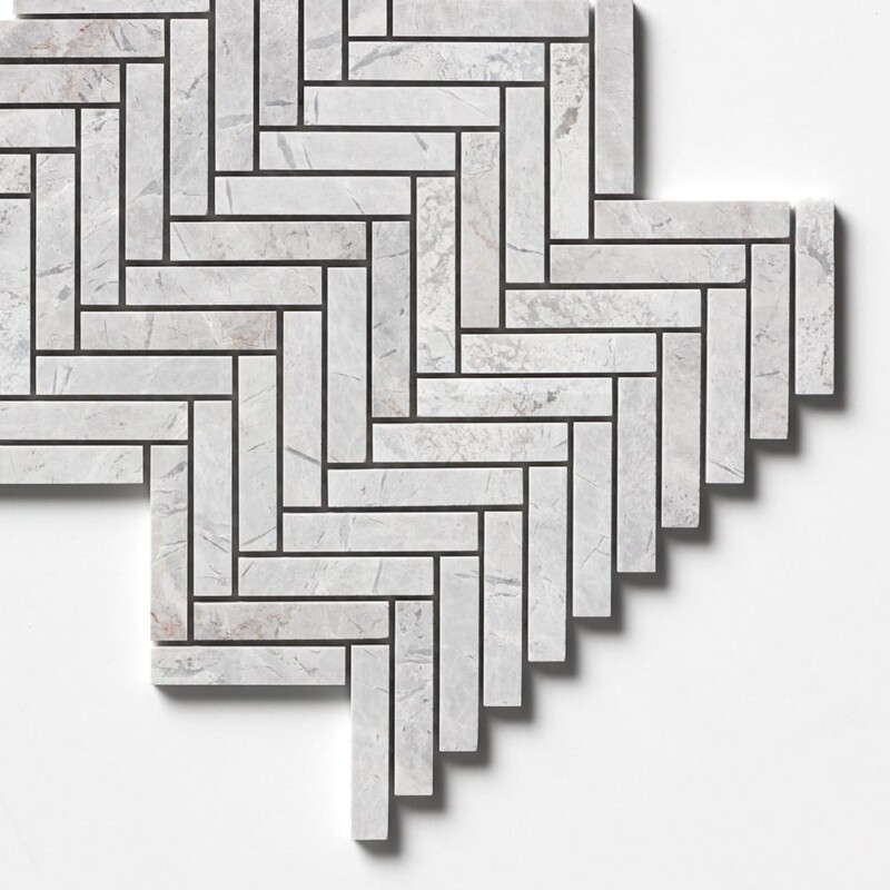 Avalanche Honed Herringbone 5/8×3 Marble Mosaics 10 7/16×12 13/16 (MS02685)