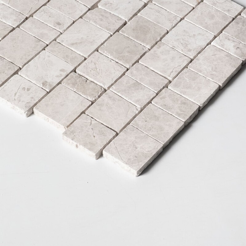 Silver Shadow Honed Hand Clipped Staggered Joint 2xfl Marble Mosaics Random (MS02844)