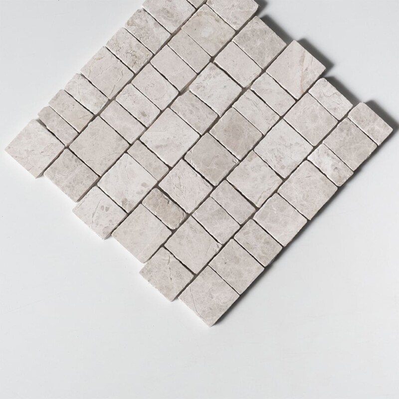 Silver Shadow Honed Hand Clipped Staggered Joint 2xfl Marble Mosaics Random (MS02844)