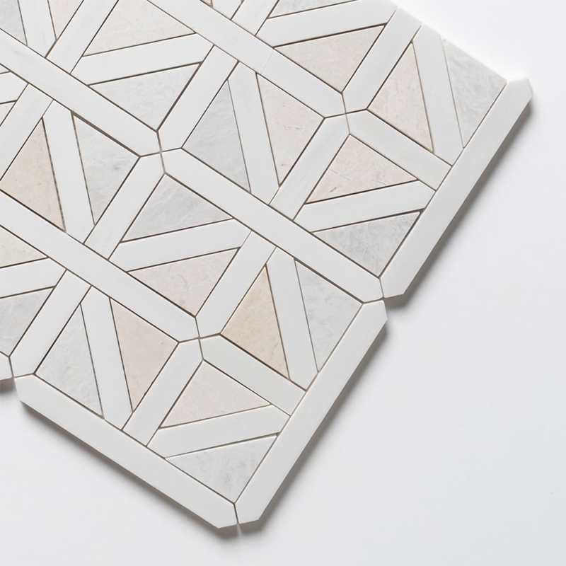 Iceberg,Snow White,Vanilla Honed Classic Lattice Marble Mosaics 14 3/4×14 3/4 (MS02921)