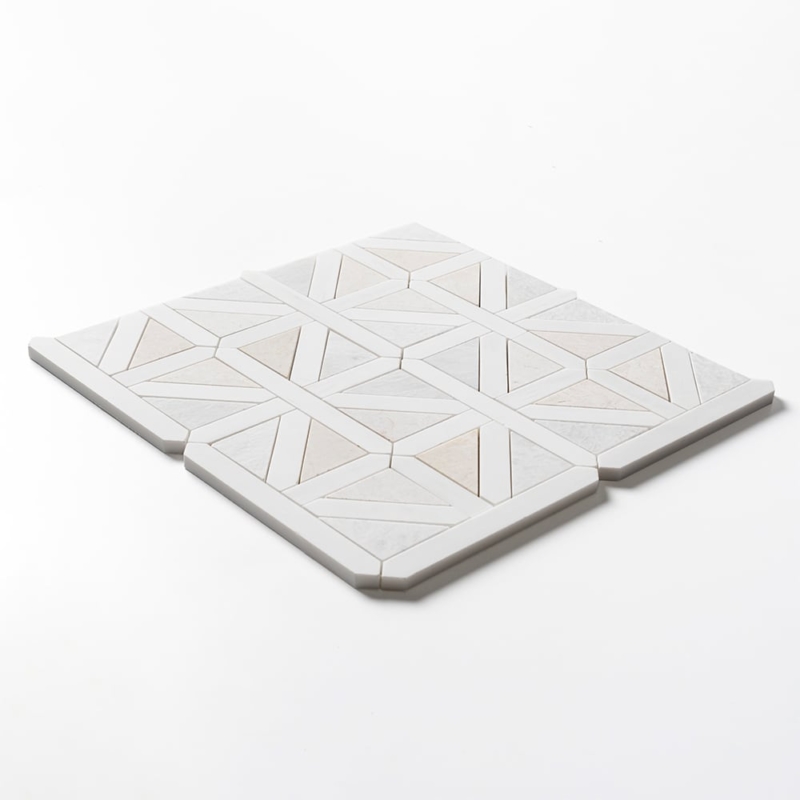 Iceberg,Snow White,Vanilla Honed Classic Lattice Marble Mosaics 14 3/4×14 3/4 (MS02921)