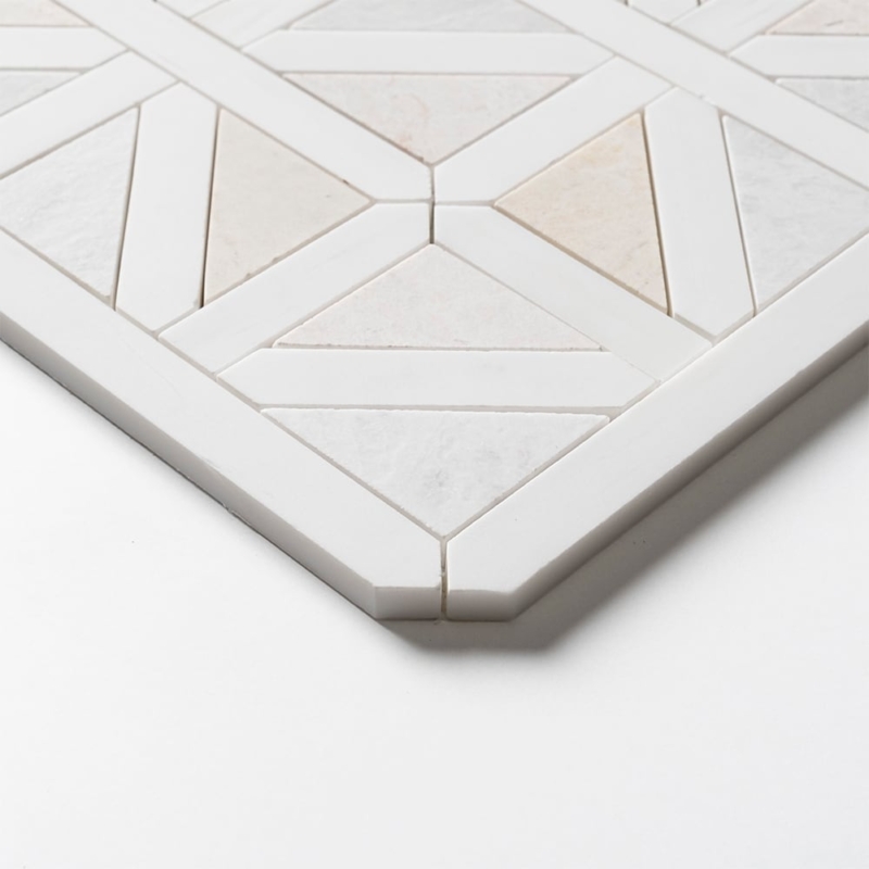 Iceberg,Snow White,Vanilla Honed Classic Lattice Marble Mosaics 14 3/4×14 3/4 (MS02921)