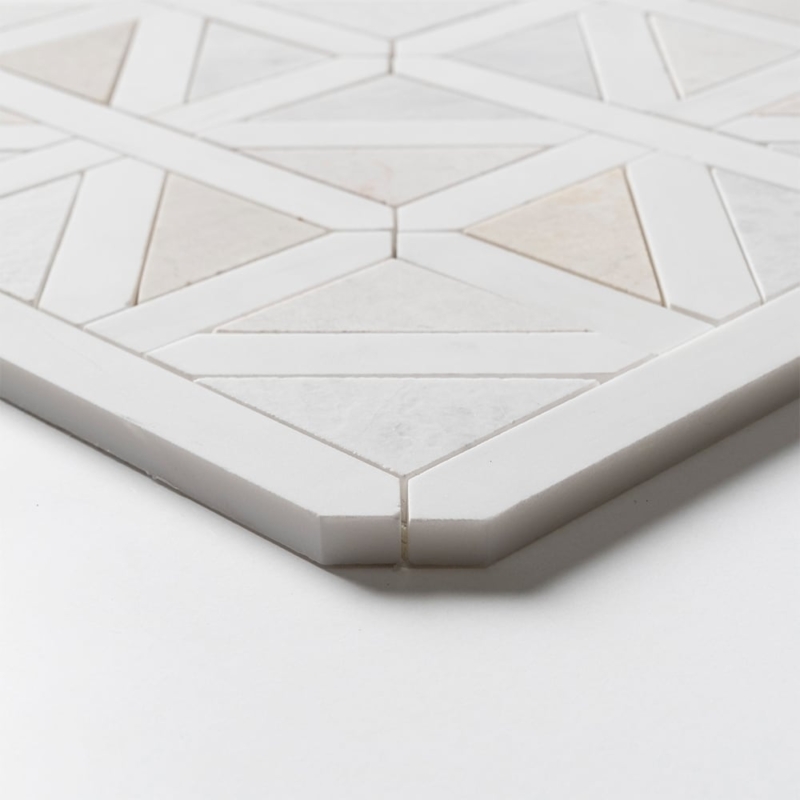 Iceberg,Snow White,Vanilla Honed Classic Lattice Marble Mosaics 14 3/4×14 3/4 (MS02921)
