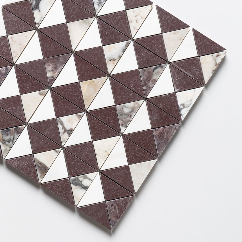 Snow White,Calacatta Viola,Aegean Red Honed Devon Marble Mosaics 12 1/2×12 1/2 (MS02922)
