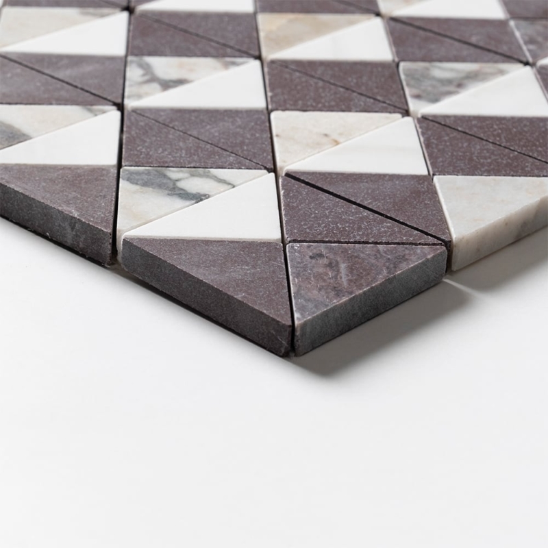 Snow White,Calacatta Viola,Aegean Red Honed Devon Marble Mosaics 12 1/2×12 1/2 (MS02922)