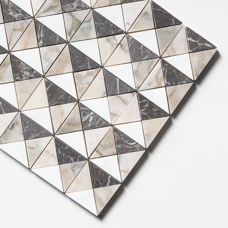 Iris Black,Snow White,Calacatta Green Honed Devon Marble Mosaics 12 1/2×12 1/2 (MS02923)