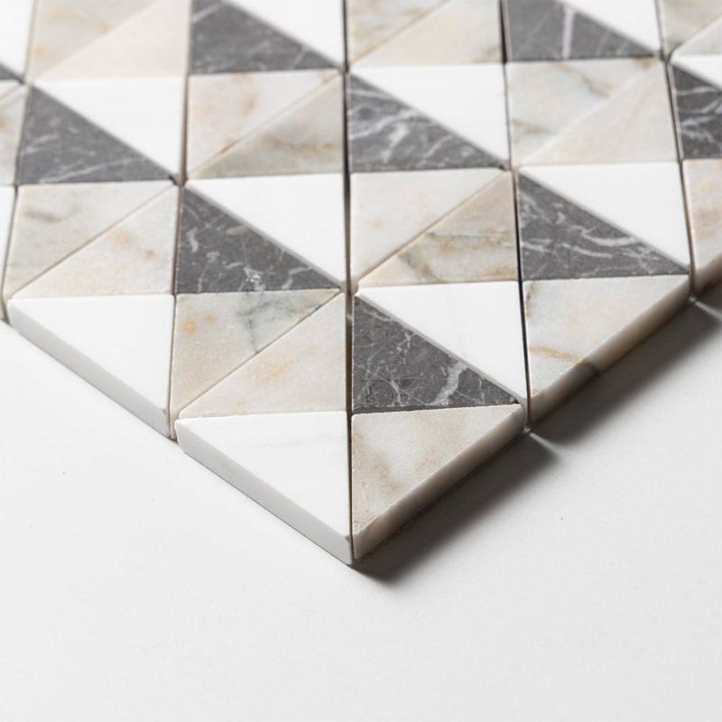 Iris Black,Snow White,Calacatta Green Honed Devon Marble Mosaics 12 1/2×12 1/2 (MS02923)